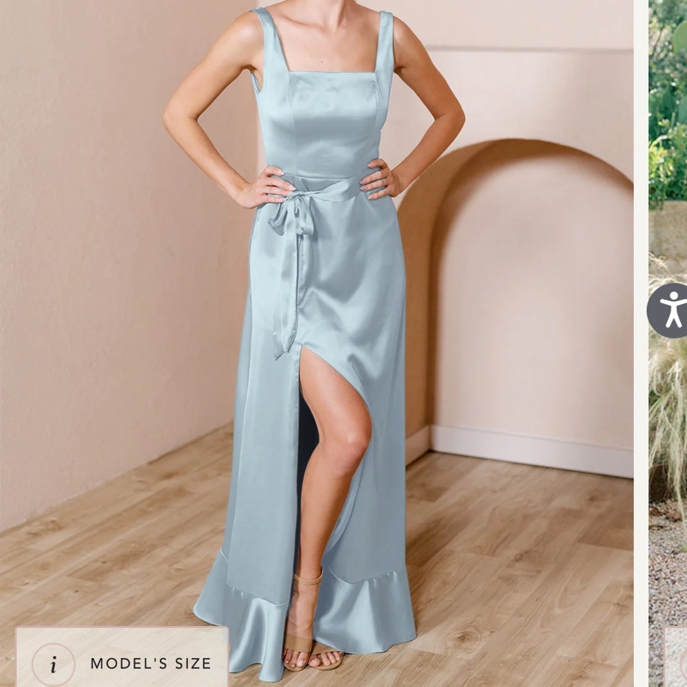 Revelry Stevie Satin Dress in Sky Blue